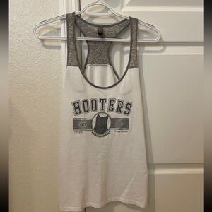 Hooters White & Gray Racerback Tank Top